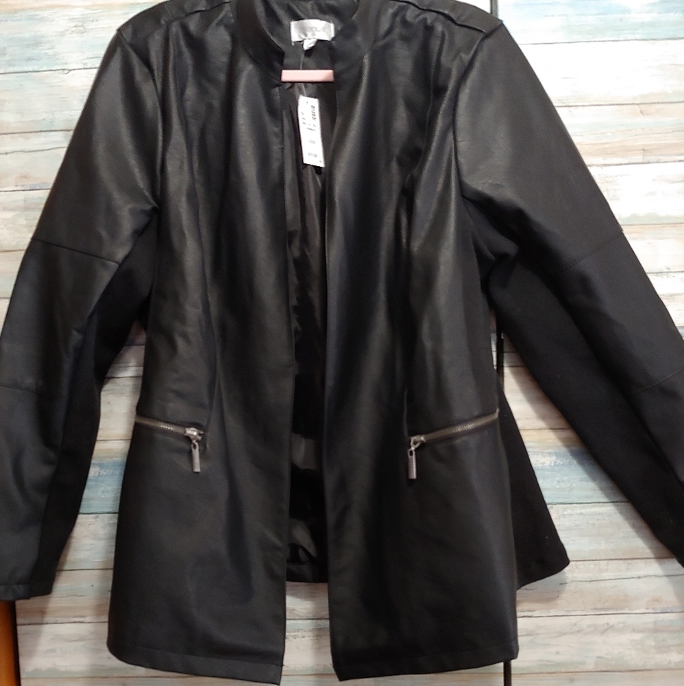 NWT Vegan Leather Open Front Jacket 18/20